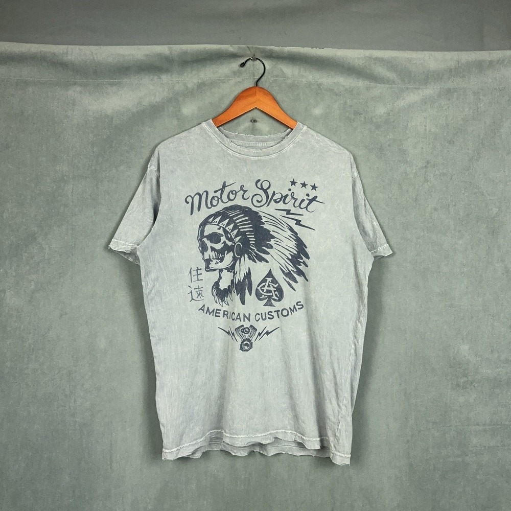 Vintage Y2K Affliction t shirt Mens Size Large indian Skull Motor Spirit Biker